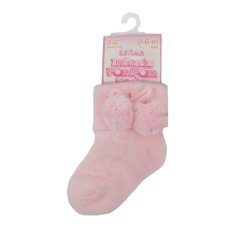 S10-P-1224: Pink Pom Pom Ankle Socks (12-24 Months)